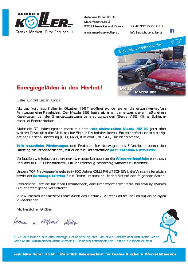 Herbstbrief 2020- Autohaus Koller