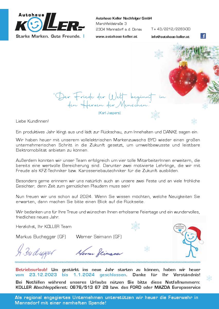 Weihnachtsbrief Seite 1